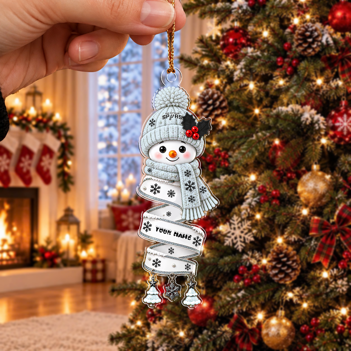 VIRAL EDITION - NEW CUSTOMIZED NBA23 SAS SAN ANTONIO SPURS CHRISTMAS ACRYLIC ORNAMENT