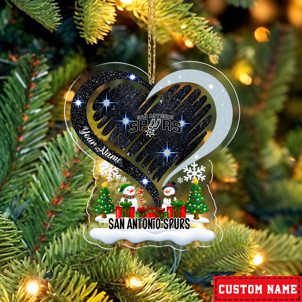 [EXCLUSIVE EDITION] NEW CUSTOMIZED NBA23 SAS SAN ANTONIO SPURS CHRISTMAS ACRYLIC ORNAMENT