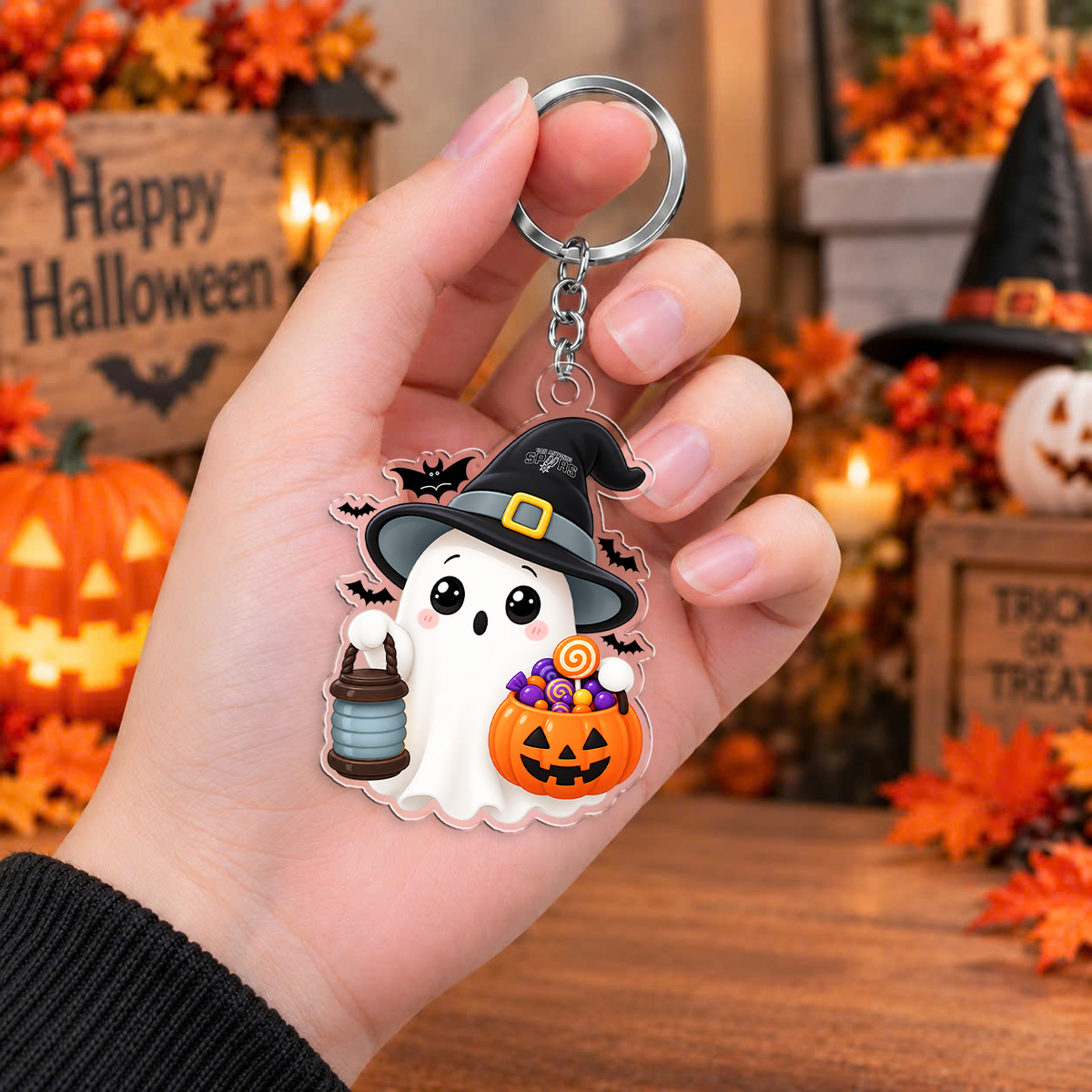 LIMITED DROP - NEW CUSTOMIZED NBA23 SAS SAN ANTONIO SPURS HALLOWEEN ACRYLIC KEYCHAIN