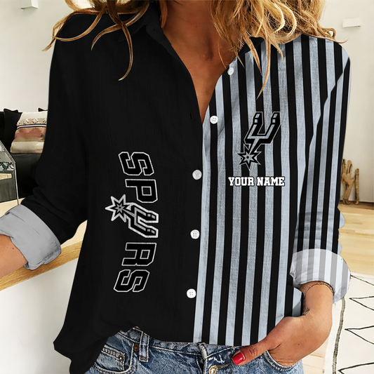 HOT DEAL - NEW CUSTOMIZED SAS SAN ANTONIO SPURS WOMEN CASUAL SHIRT - NBA23