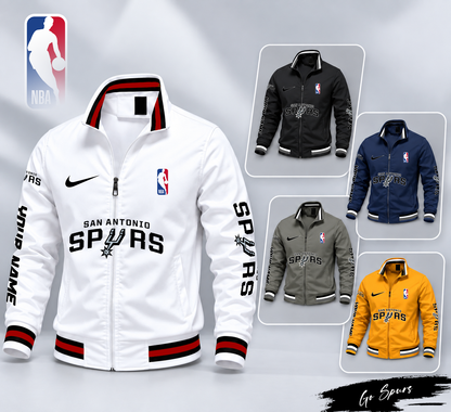 FINAL SALE - NEW CUSTOMIZED NBA23 SAS SAN ANTONIO SPURS MULTICOLOR MEN'S CASUAL JACKET