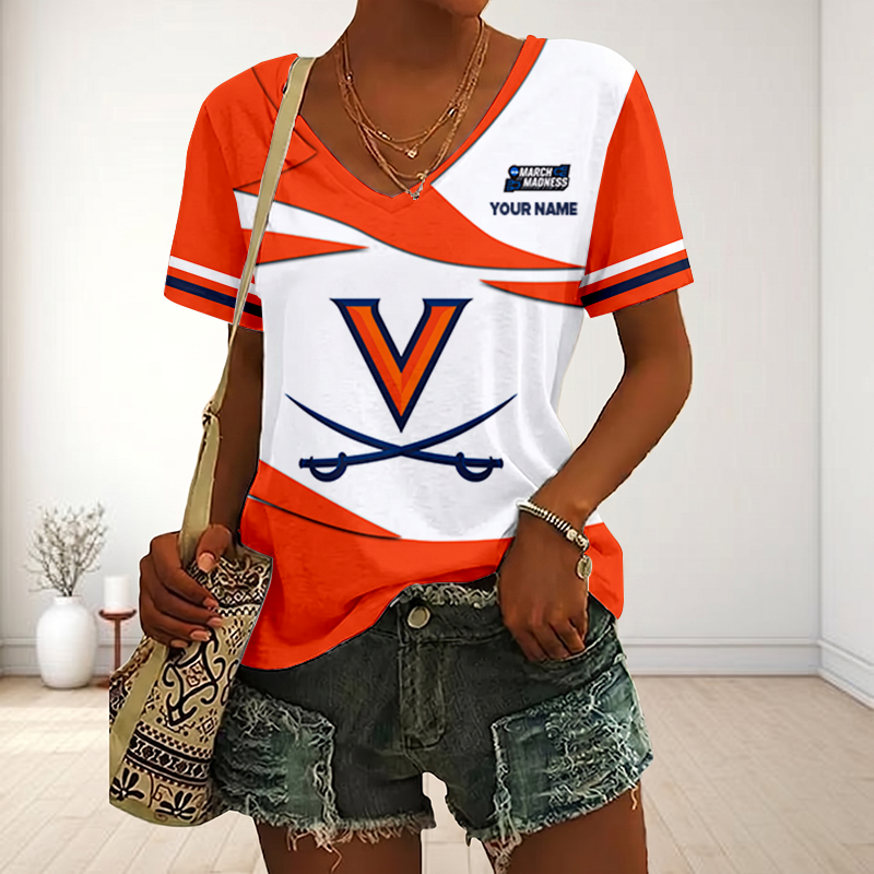 SPECIAL EDITON - NEW CUSTOMIZED MAM NCAA23 VIC VI CAVALIERS V-NECK FEMALE SHIRT