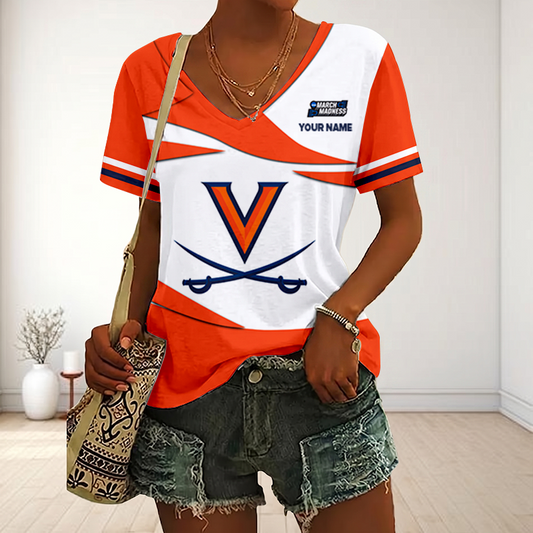 SPECIAL EDITON - NEW CUSTOMIZED MAM NCAA23 VIC VI CAVALIERS V-NECK FEMALE SHIRT