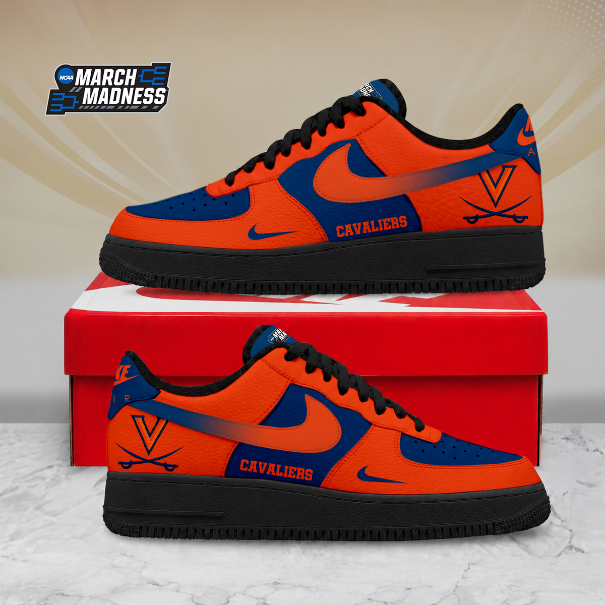 ELITE EDITION - NEW CUSTOMIZED NCAA MAM23 VIC VIRGINIA CAVALIERS AF1 SHOES