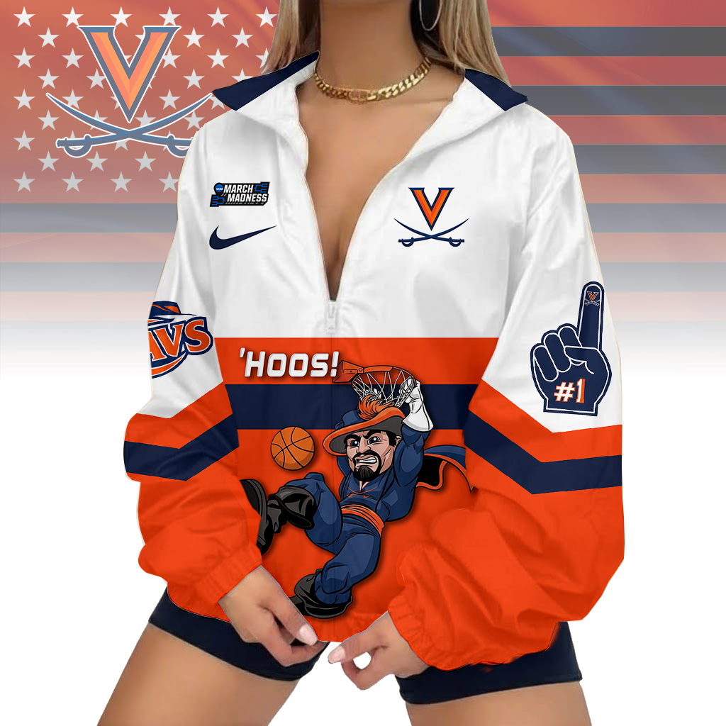 FINAL SALE - NEW CUSTOMIZED MAM NCAA23 VIC VI CAVALIERS V-NECK ZIPPER SWEATSHIRT JACKET
