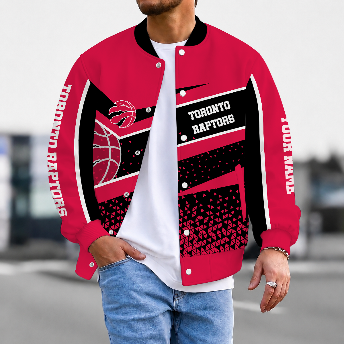 EXCLUSIVE EDITION - NEW CUSTOMIZED NBA24 TRA TORONTO RAPTORS BASEBALL JACKET, SATIN VARSITY JACKET