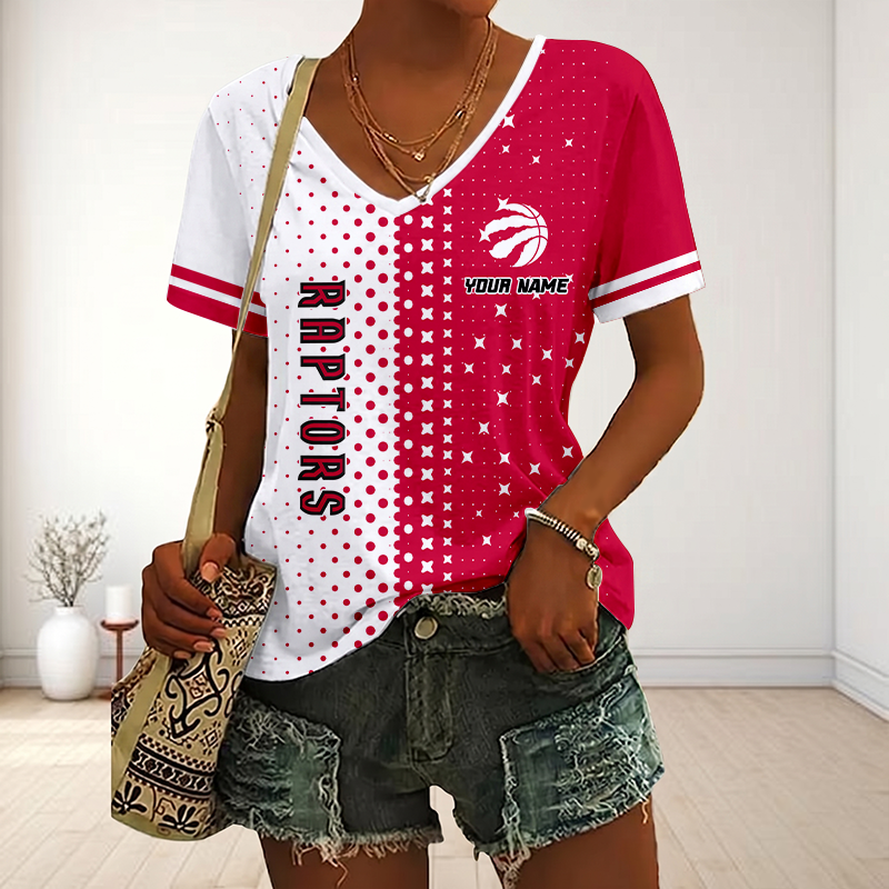 LIMITED DROP - NEW CUSTOMIZED NBA24 TRA TORONTO RAPTORS V-NECK FEMALE SHIRT