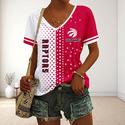 LIMITED DROP - NEW CUSTOMIZED NBA24 TRA TORONTO RAPTORS V-NECK FEMALE SHIRT