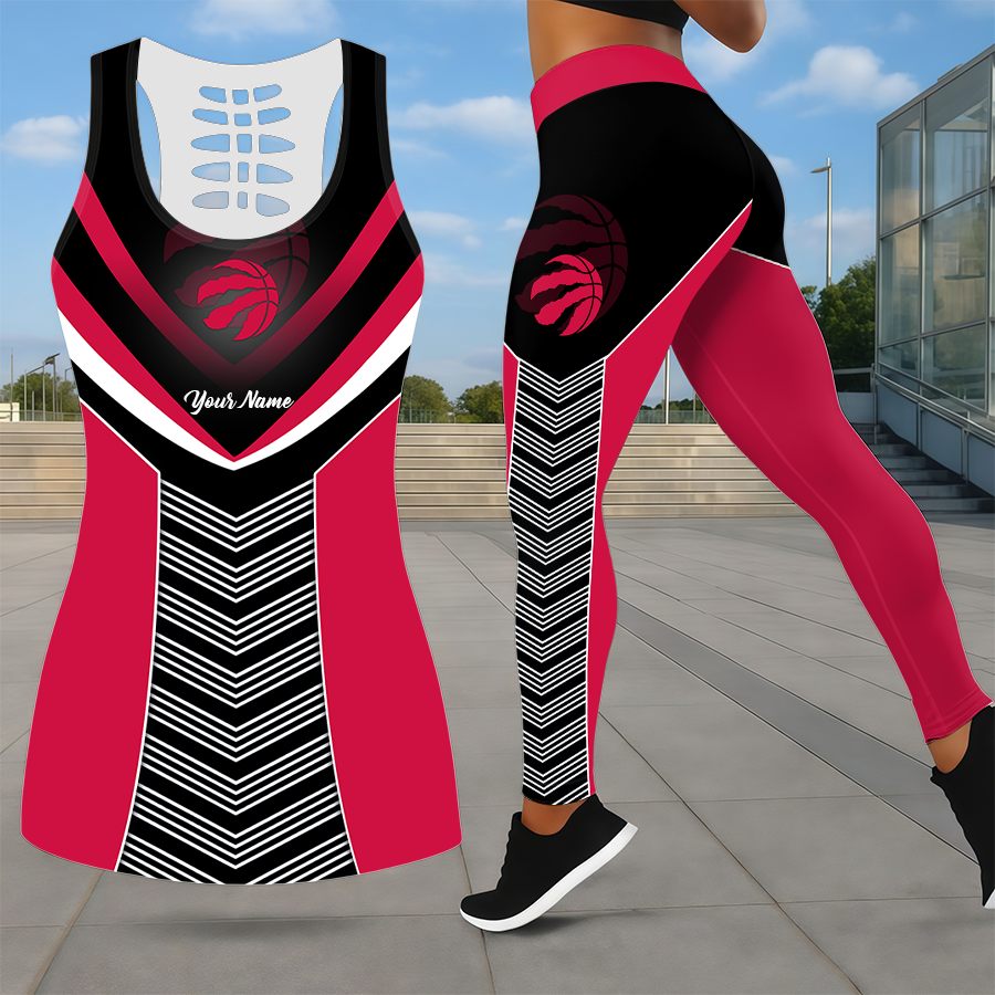 ELITE EDITION - NEW CUSTOMIZED NBA24 TRA TORONTO RAPTORS LEGGINGS & HOLLOW TANK TOP SET