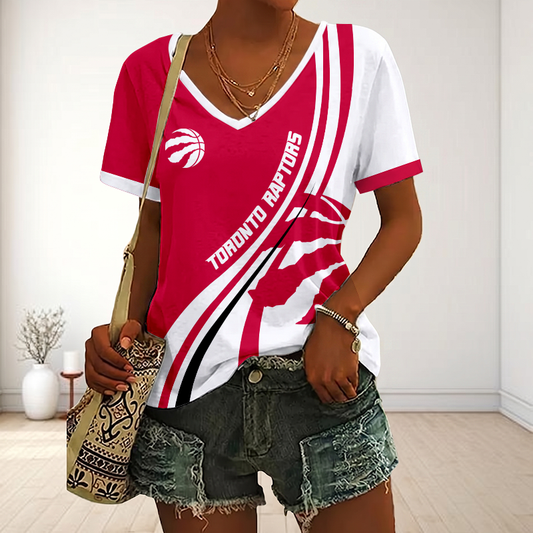 VIRAL EDITION - NEW CUSTOMIZED NBA24 TRA TORONTO RAPTORS V-NECK FEMALE SHIRT