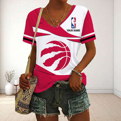EXCLUSIVE EDITION - NEW CUSTOMIZED NBA24 TRA TORONTO RAPTORS V-NECK FEMALE SHIRT