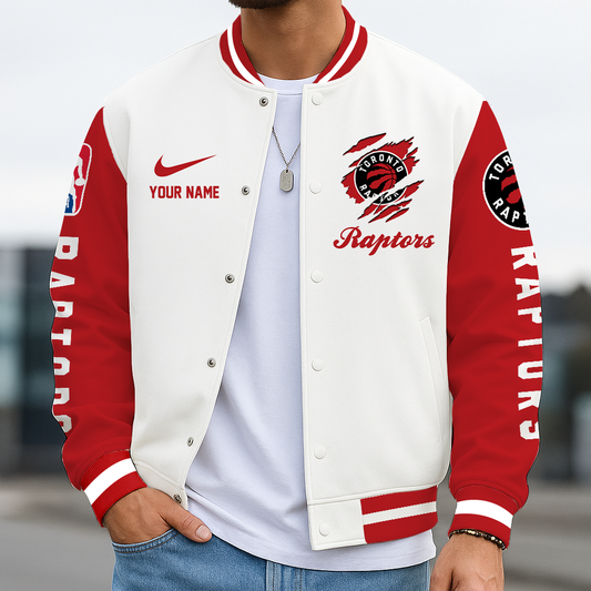 LIMITED DROP - NEW CUSTOMIZED TRA TR RAPTORS BASEBALL JACKET, SATIN VARSITY JACKET - NBA24