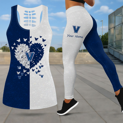 MEGA SALE - NEW CUSTOMIZED NCAA MAM24 VIW VILLANOVA WILDCATS LEGGINGS & HOLLOW TANK TOP SET