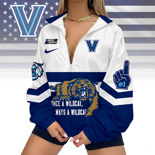 FINAL SALE - NEW CUSTOMIZED MAM NCAA24 VIW VI WILDCATS V-NECK ZIPPER SWEATSHIRT JACKET