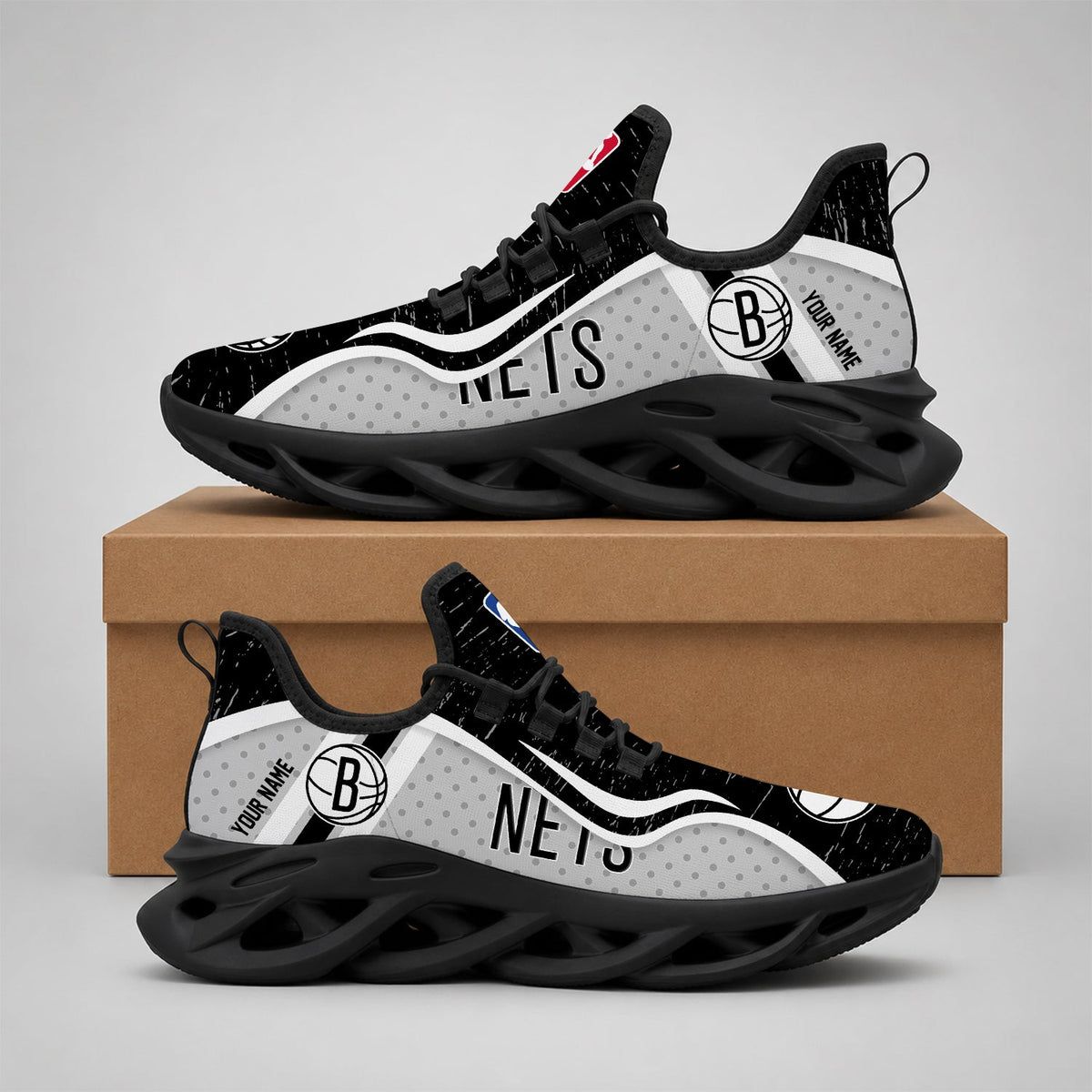 EXCLUSIVE EDITION - NEW CUSTOMIZED NBA25 BNE BROOKLYN NETS MAX SOUL SHOES