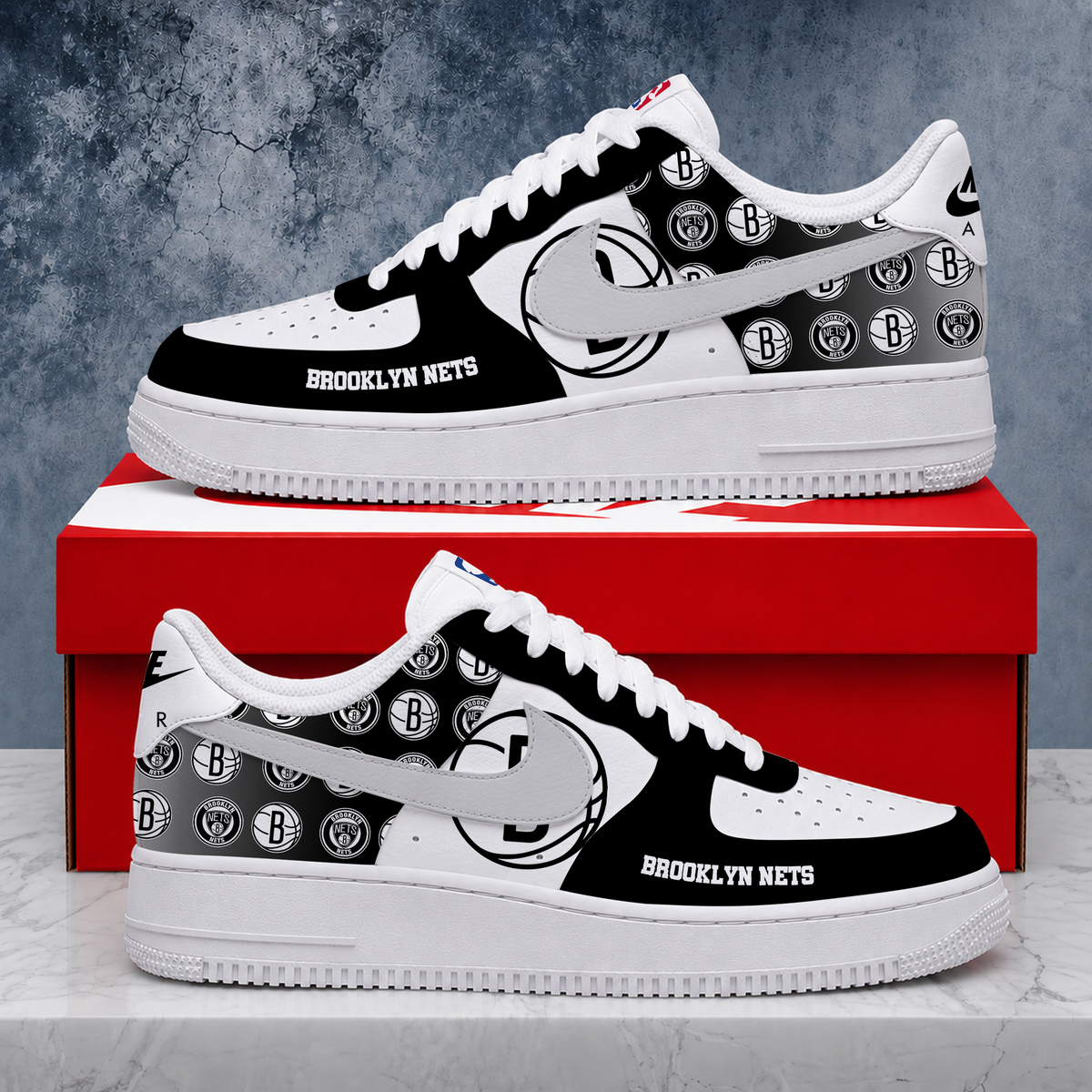 SPECIAL EDITION - NEW CUSTOMIZED NBA25 BNE BROOKLYN NETS AF1 SNEAKERS