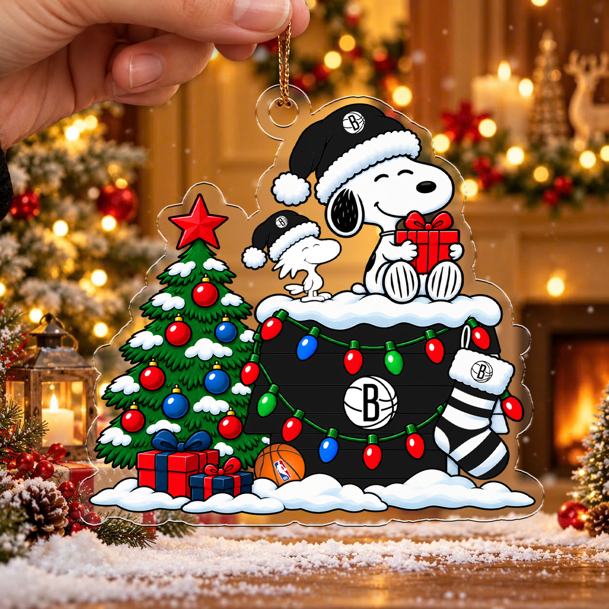 [HOT DEAL] NEW CUSTOMIZED NBA25 BNE BROOKLYN NETS CHRISTMAS ACRYLIC ORNAMENT