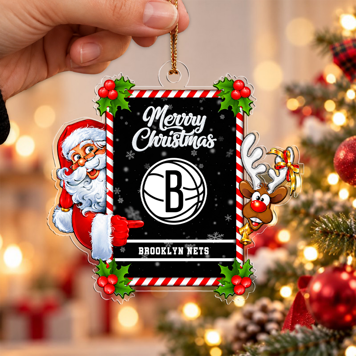 [LIMITED DROP] NEW CUSTOMIZED NBA25 BNE BROOKLYN NETS CHRISTMAS ACRYLIC ORNAMENT