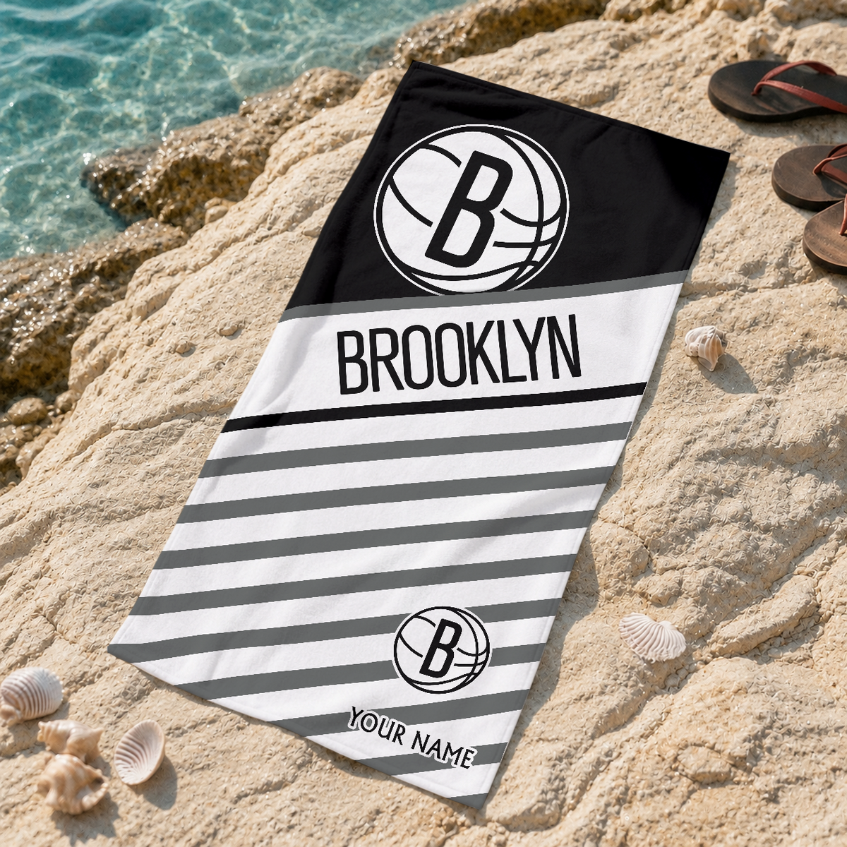 ELITE EDITION - NEW CUSTOMIZED BNE BROOKLYN NETS BEACH TOWEL FOR FAN - NBA25