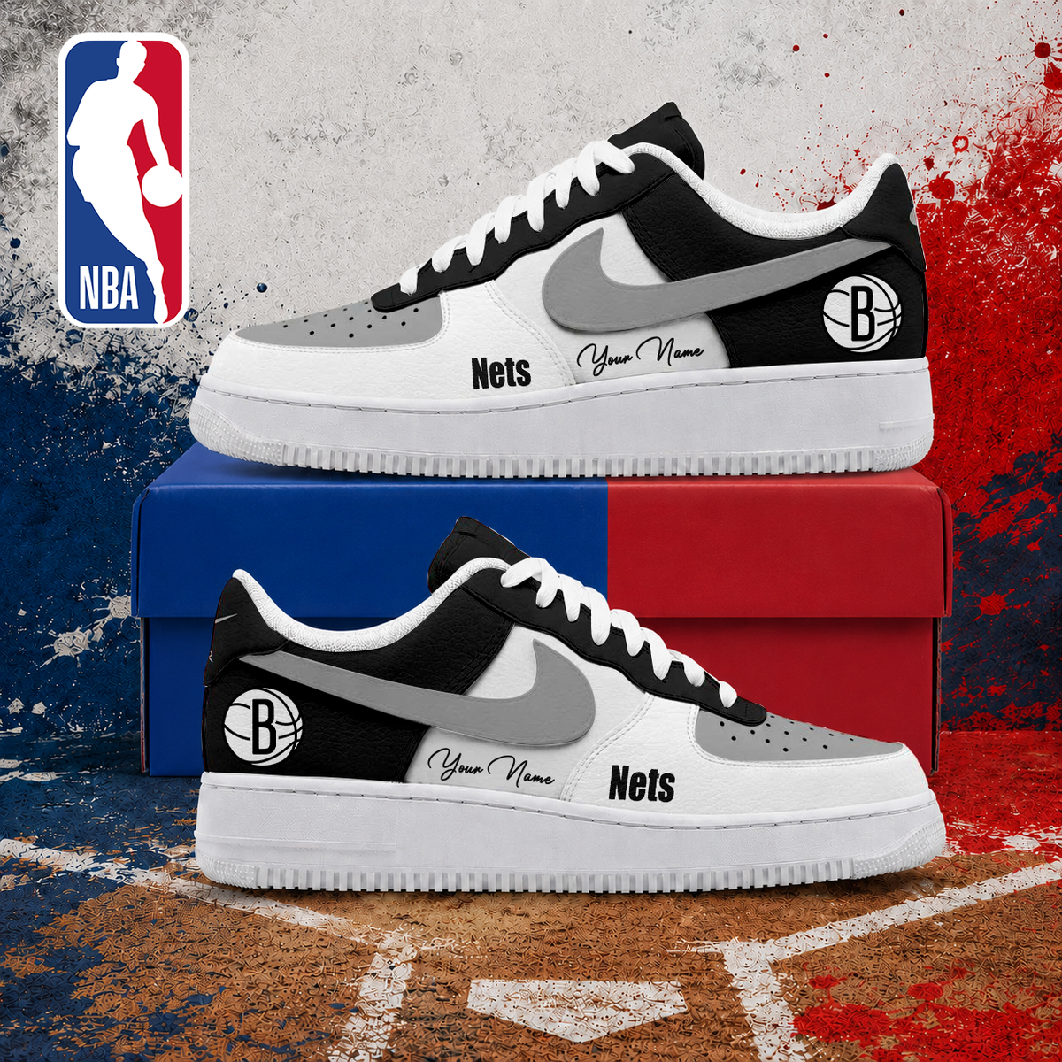 VIRAL EDITION - NEW CUSTOMIZED NBA25 BNE BROOKLYN NETS AF1 SNEAKERS