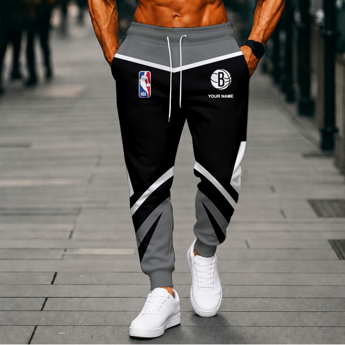 SPECIAL EDITION - NEW CUSTOMIZED NBA25 BNE BROOKLYN NETS SWEATPANTS