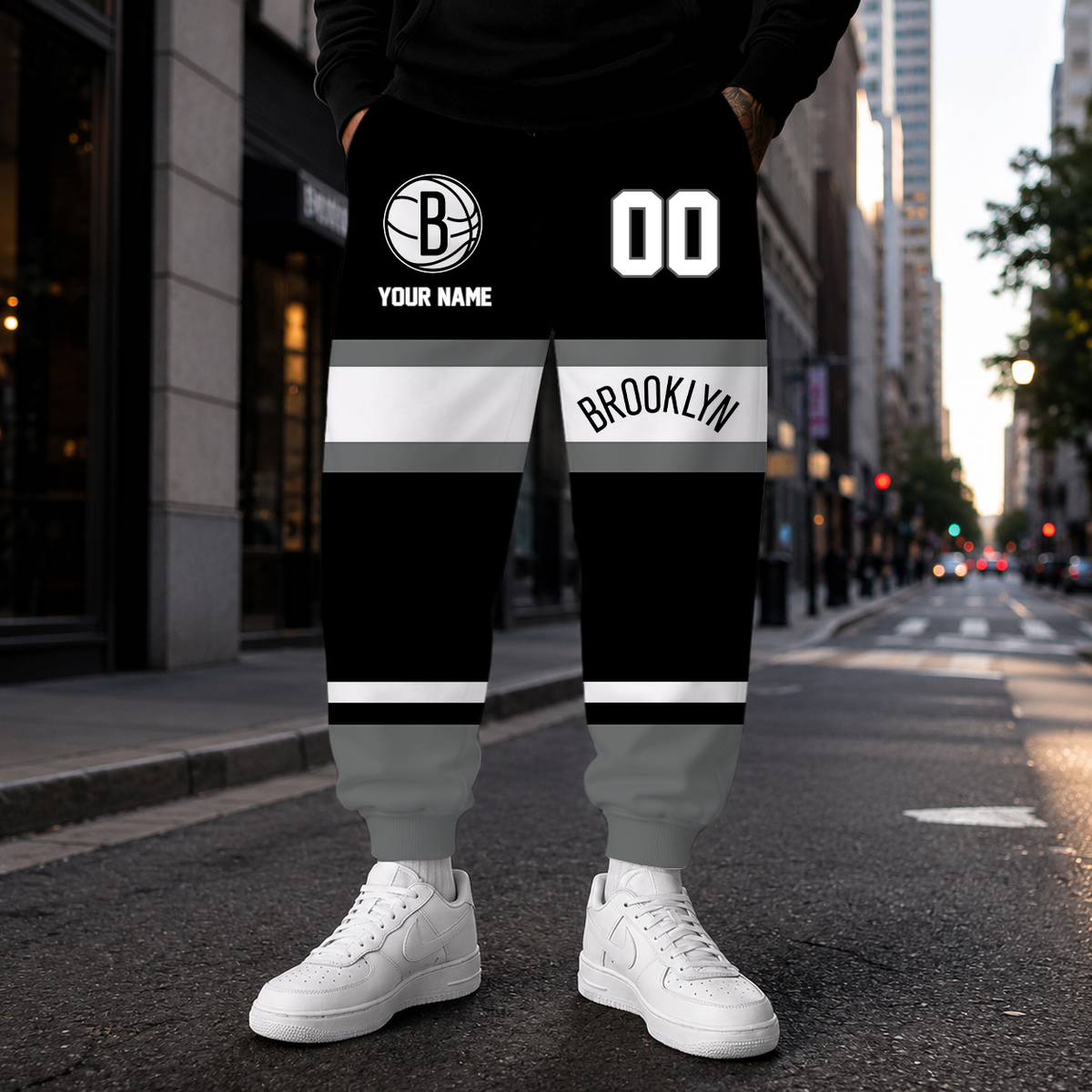 [HOT DEAL] NEW CUSTOMIZED NBA25 BNE BROOKLYN NETS SWEATPANTS