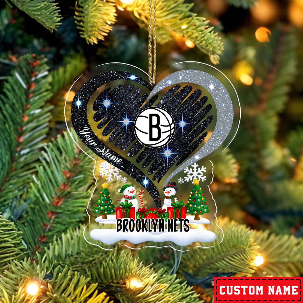 [EXCLUSIVE EDITION] NEW CUSTOMIZED NBA25 BNE BROOKLYN NETS CHRISTMAS ACRYLIC ORNAMENT