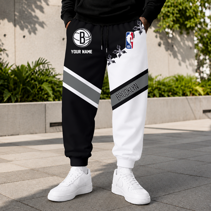 LIMITED EDITION - NEW CUSTOMIZED NBA25 BNE BROOKLYN NETS SWEATPANTS