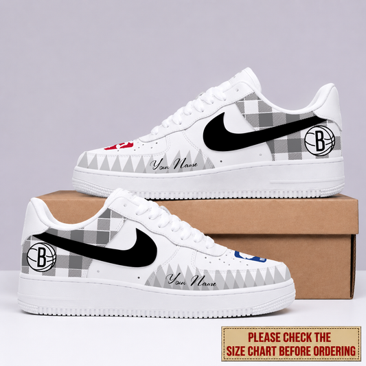FINAL SALE - NEW CUSTOMIZED NBA25 BNE BROOKLYN NETS AF1 SNEAKERS