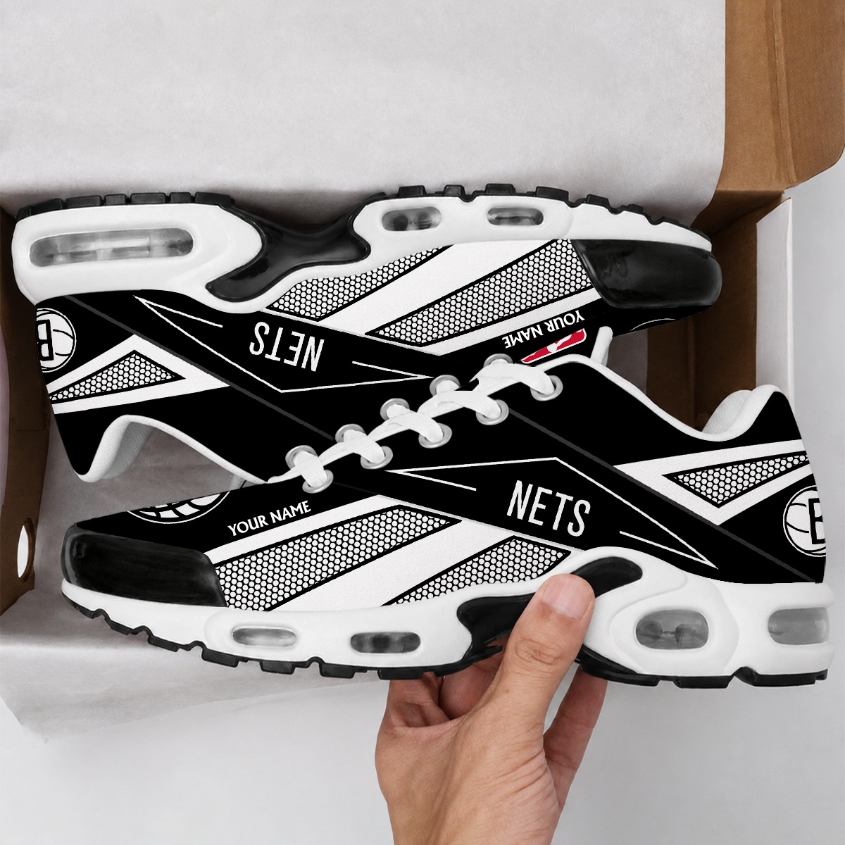 VIRAL EDITION - NEW CUSTOMIZED NBA25 BNE BROOKLYN NETS AIR MAX PLUS SNEAKERS