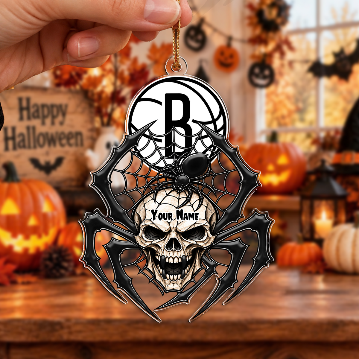 SPECIAL EDITION - NEW CUSTOMIZED NBA25 BNE BROOKLYN NETS HALLOWEEN ACRYLIC ORNAMENT