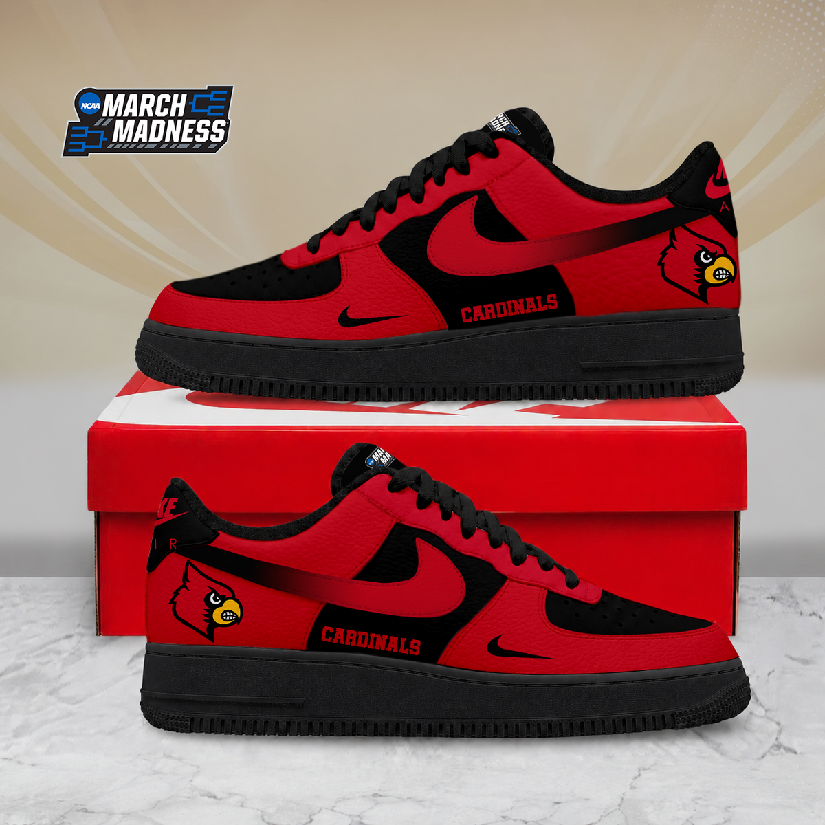 ELITE EDITION - NEW CUSTOMIZED NCAA MAM25 ULC LOUISVILLE CARDINALS AF1 SHOES