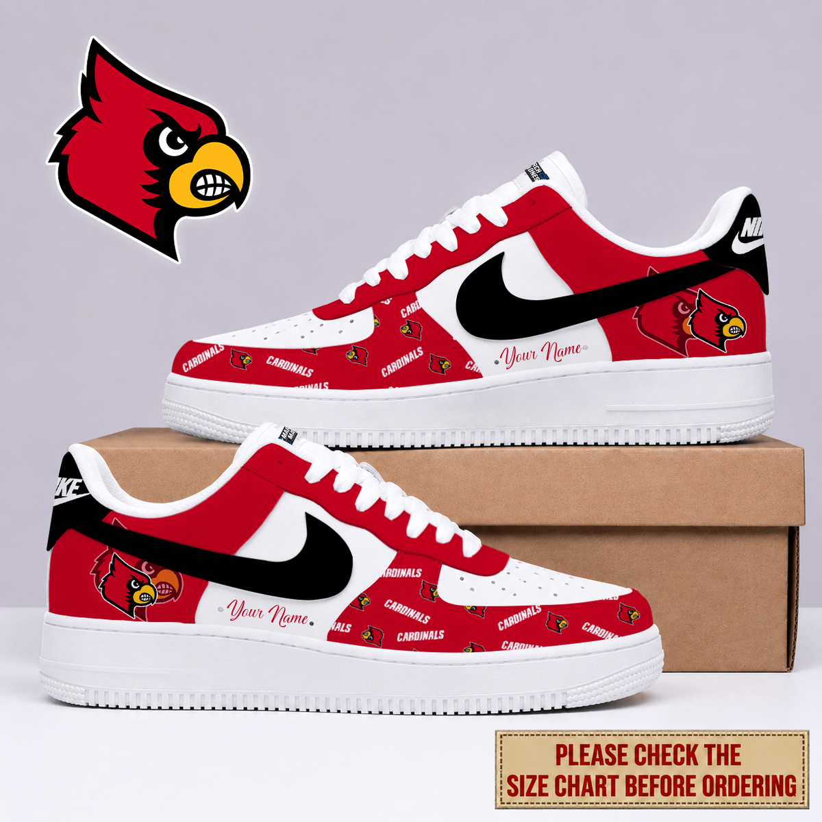 MEGA SALE - NEW CUSTOMIZED ULC LOUISVILLE CARDINALS AF1 SHOES - NCAA MAM25