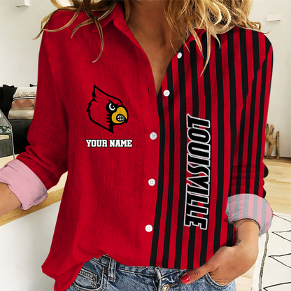 HOT DEAL - NEW CUSTOMIZED ULC UL CARDINALS WOMEN CASUAL SHIRT FOR FAN | NCAA MAM25