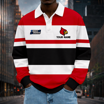 VIRAL EDITION - NEW CUSTOMIZED MAM NCAA25 ULC UL CARDINALS UNISEX LONG SLEEVE POLO