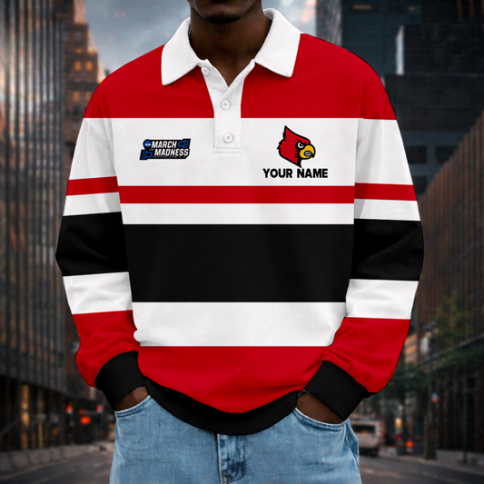 VIRAL EDITION - NEW CUSTOMIZED MAM NCAA25 ULC UL CARDINALS UNISEX LONG SLEEVE POLO