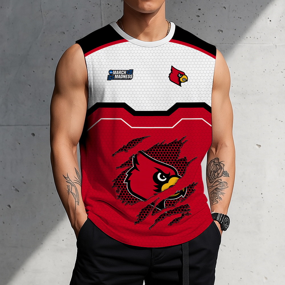 HOT DEAL - NEW CUSTOMIZED NCAA MAM25 ULC LOUISVILLE CARDINALS MEN'S GYM SHIRT