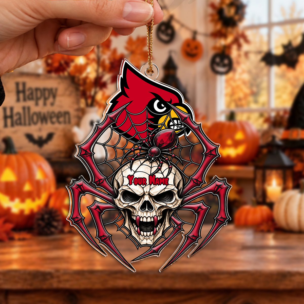 HOT DEAL - NEW CUSTOMIZED NCAA MAM25 ULC LOUISVILLE CARDINALS HALLOWEEN ACRYLIC ORNAMENT