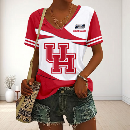 SPECIAL EDITON - NEW CUSTOMIZED MAM NCAA26 HOC HO COUGARS V-NECK FEMALE SHIRT