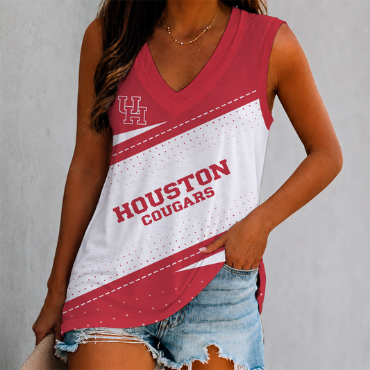 EXCLUSIVE EDITION - NEW CUSTOMIZED NCAA MAM26 HOC HOUSTON COUGARS WOMEN'S V-NECK TANK TOP