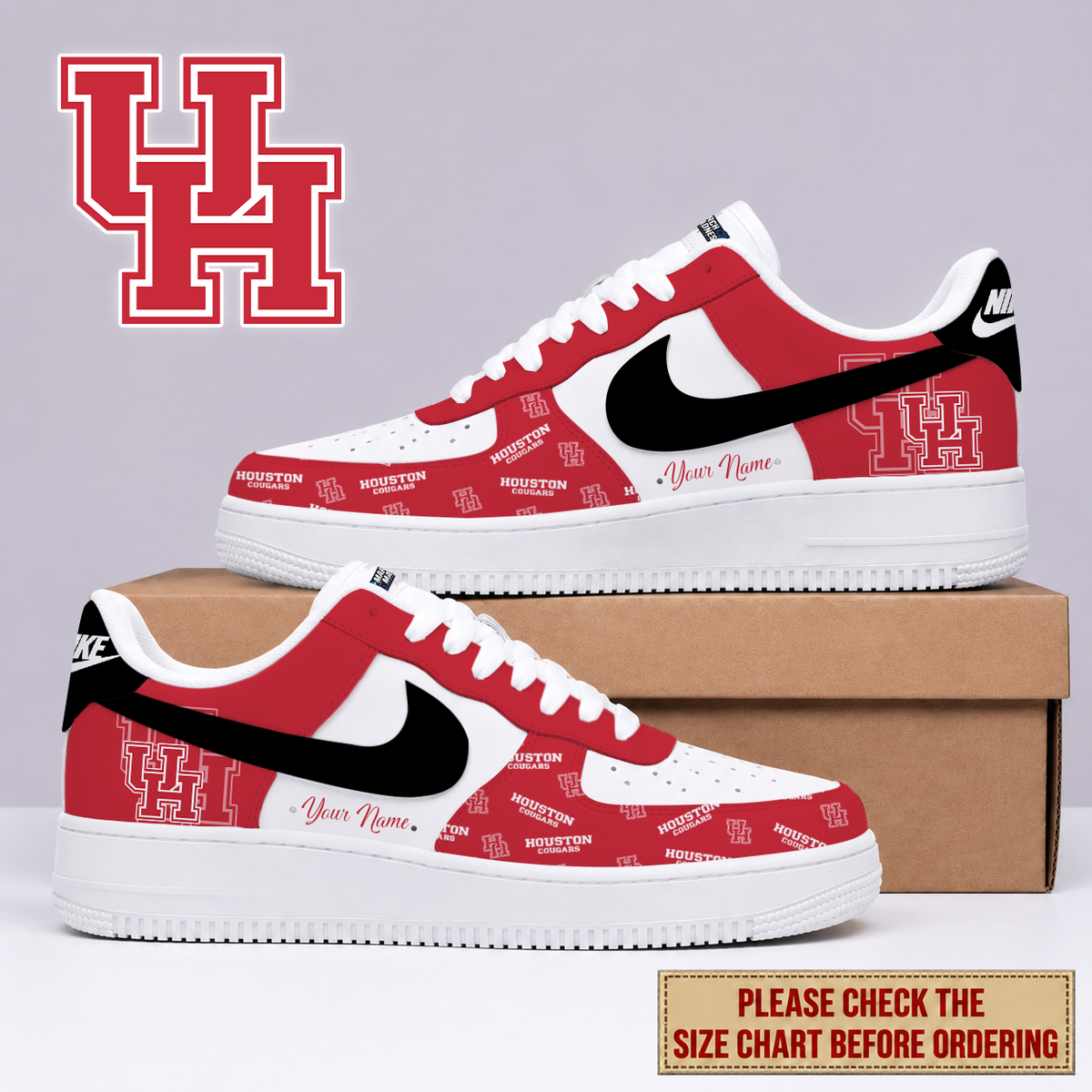 MEGA SALE - NEW CUSTOMIZED HOC HOUSTON COUGARS AF1 SHOES - NCAA MAM26