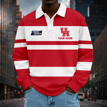 VIRAL EDITION - NEW CUSTOMIZED MAM NCAA26 HOC HO COUGARS UNISEX LONG SLEEVE POLO