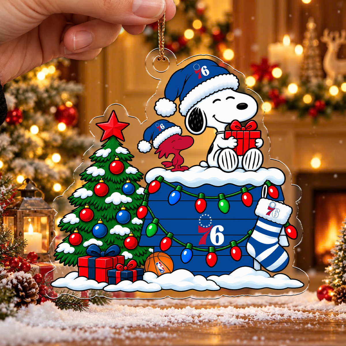 [HOT DEAL] NEW CUSTOMIZED NBA26 P76 PHILADELPHIA 76ERS CHRISTMAS ACRYLIC ORNAMENT