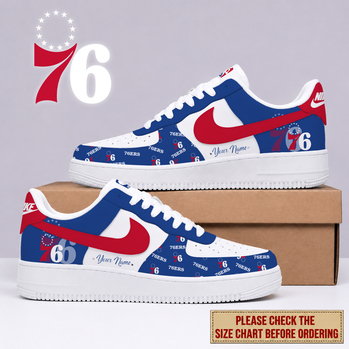 FLASH SALE - NEW CUSTOMIZED NBA26 P76 PHILADELPHIA 76ERS AF1 SNEAKERS