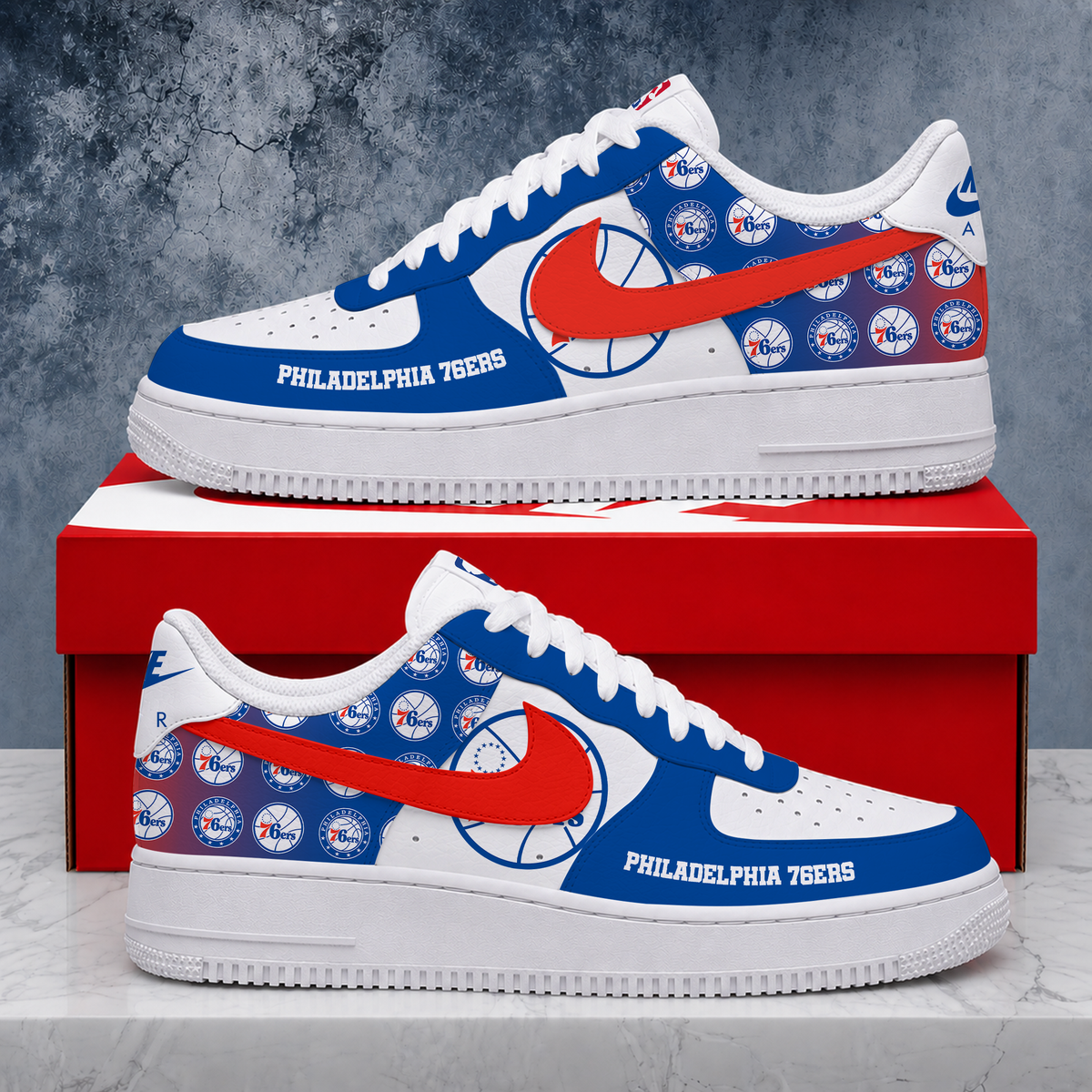 SPECIAL EDITION - NEW CUSTOMIZED NBA26 P76 PHILADELPHIA 76ERS AF1 SNEAKERS