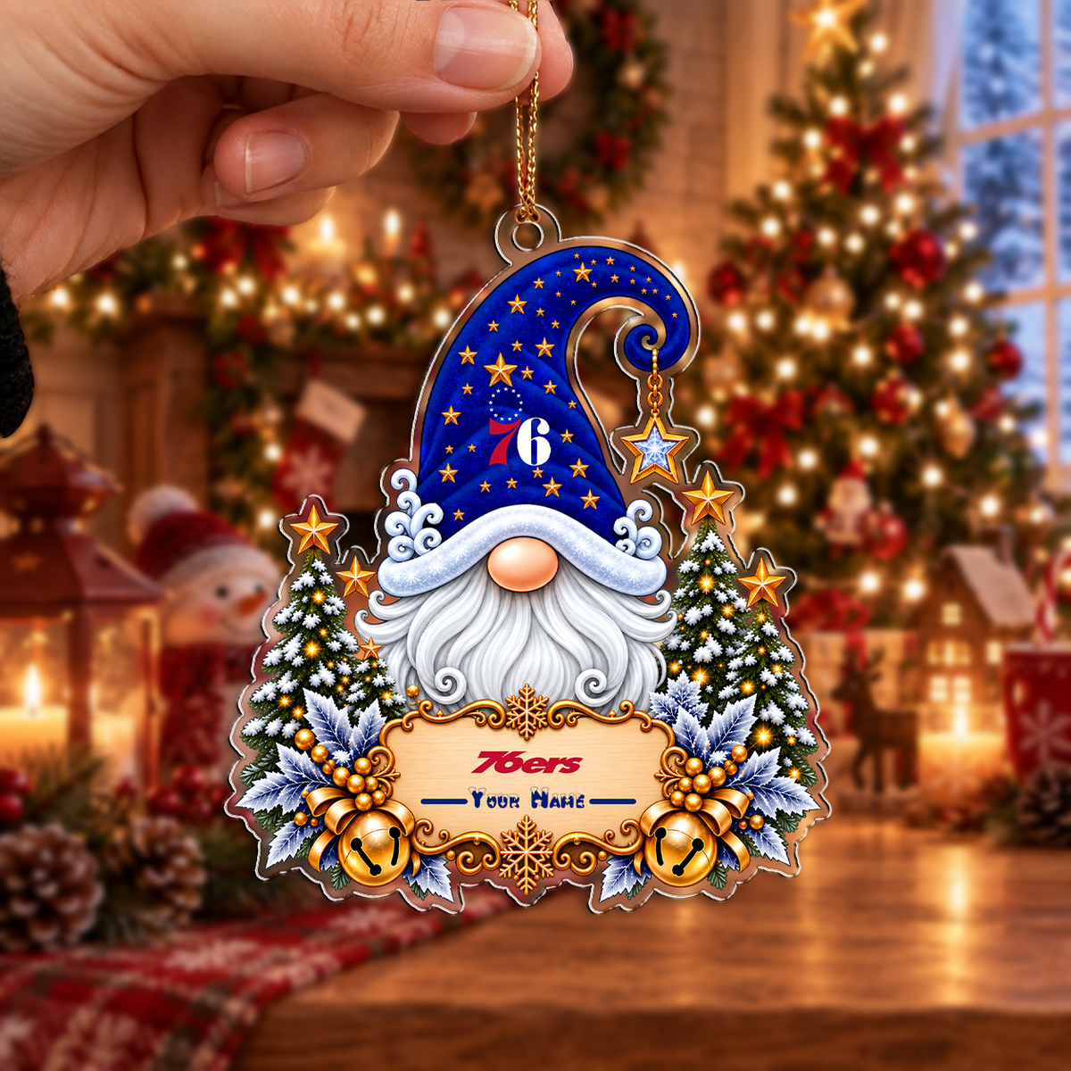 ELITE EDITION - NEW CUSTOMIZED NBA26 P76 PHILADELPHIA 76ERS CHRISTMAS ACRYLIC ORNAMENT