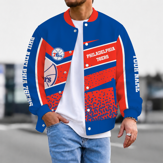 EXCLUSIVE EDITION - NEW CUSTOMIZED NBA26 P76 PHILADELPHIA 76ERS BASEBALL JACKET, SATIN VARSITY JACKET