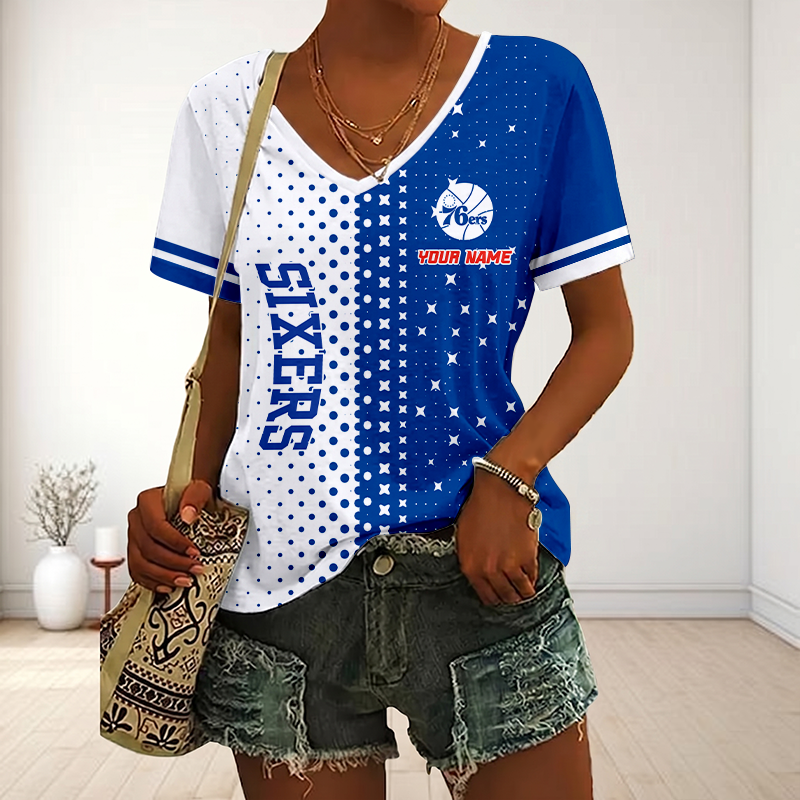 LIMITED DROP - NEW CUSTOMIZED NBA26 P76 PHILADELPHIA 76ERS V-NECK FEMALE SHIRT