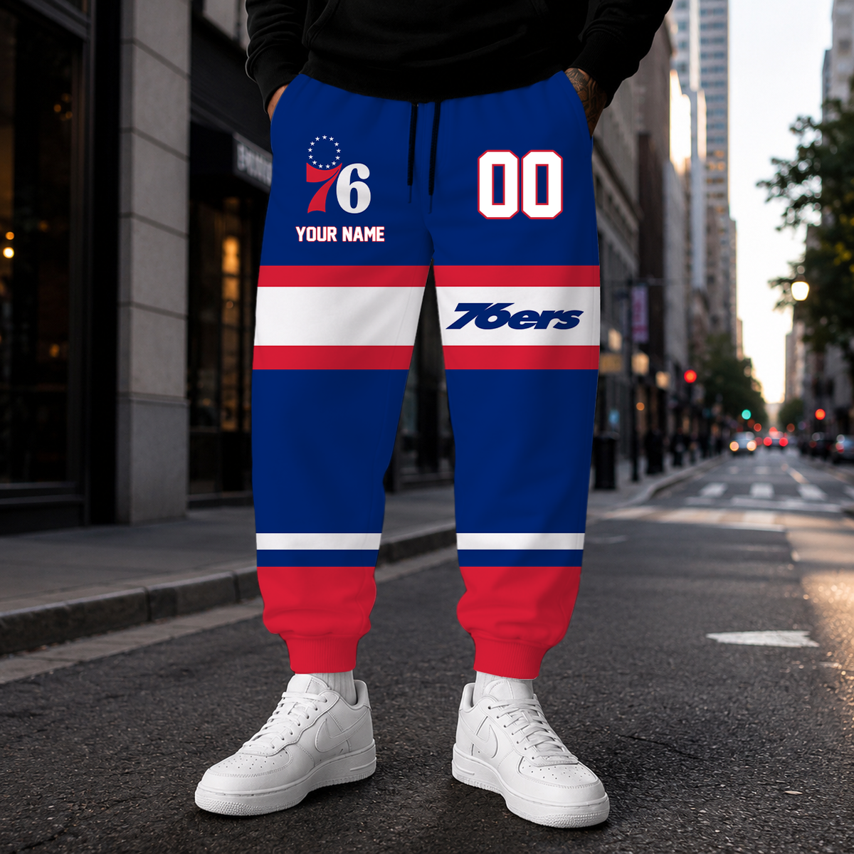 [HOT DEAL] NEW CUSTOMIZED NBA26 P76 PHILADELPHIA 76ERS SWEATPANTS