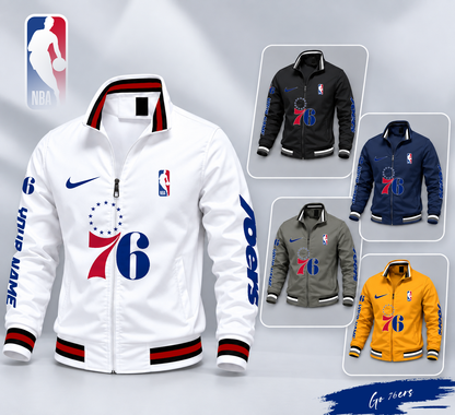 FINAL SALE - NEW CUSTOMIZED NBA26 P76 PHILADELPHIA 76ERS MULTICOLOR MEN'S CASUAL JACKET